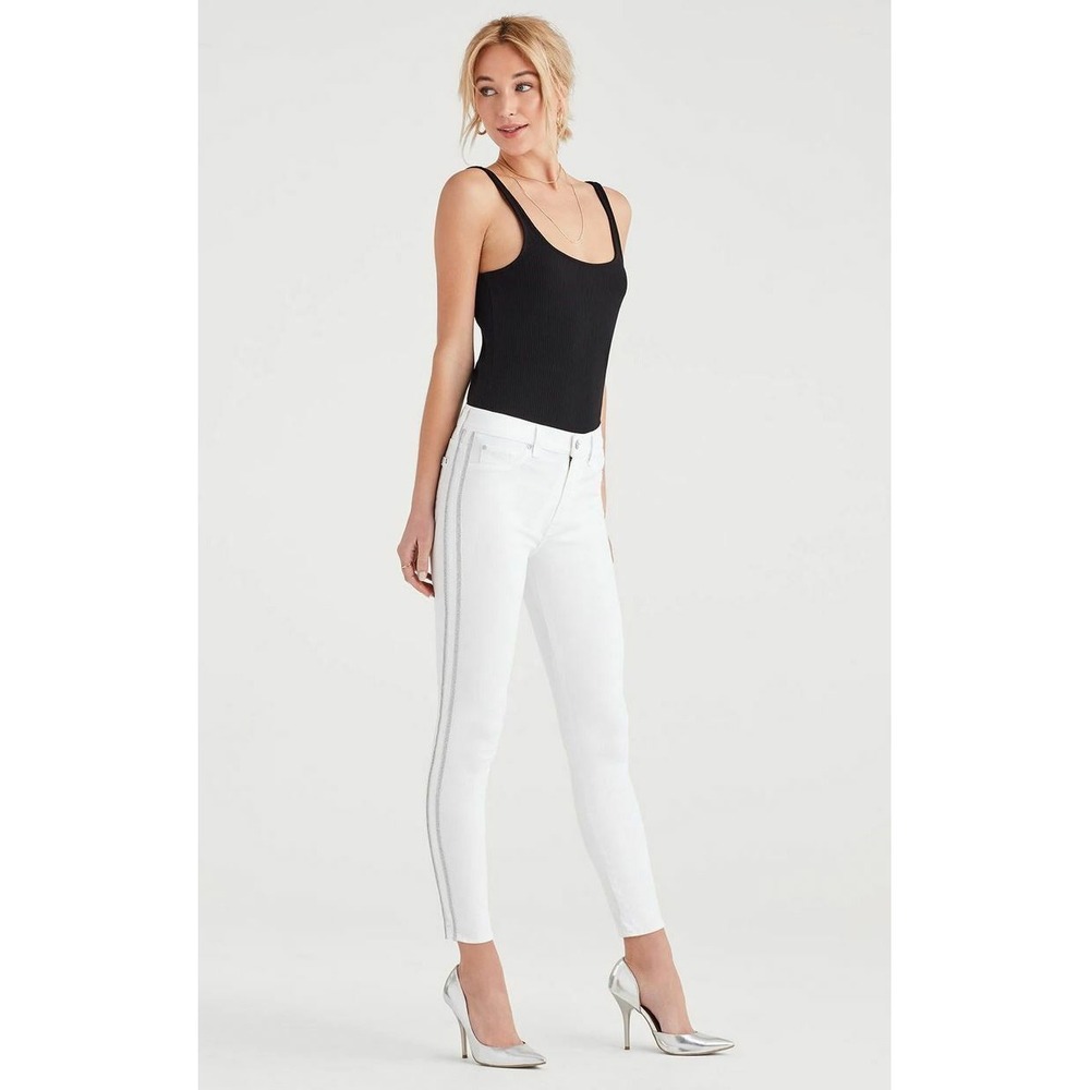 7 For All Mankind women jeans AU8478616A skinny cotton USA white sz 25 $298